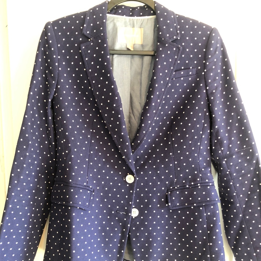 JCrew Navy Polka Dot Blazer- ladies 6